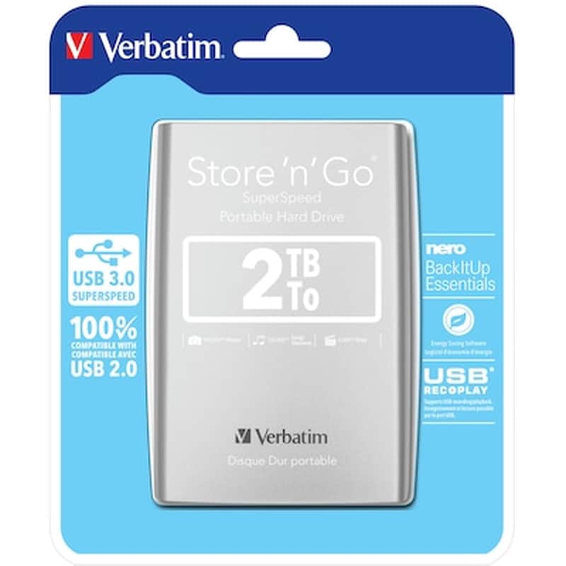 VERBATIM Verbatim Store N Go USB 3.0 HDD 2TB 2.5 - Ασημί