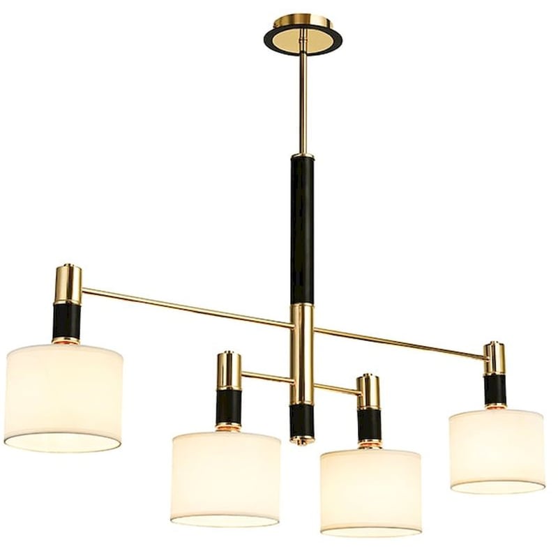 ACA DECOR Φωτιστικό Οροφής Πολύφωτο Aca Mizar Eg224p100bg Υφασμάτινο/Μεταλλικό - Μαύρο/Χρυσό/Μπεζ