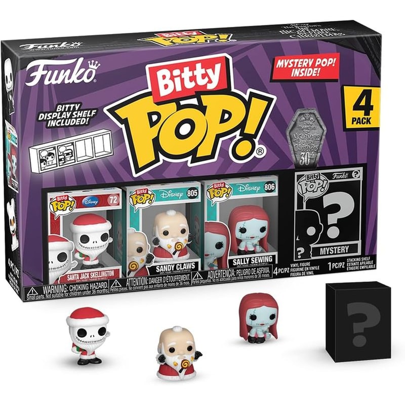 FUNKO Funko Bitty Pop! Disney - Santa Jack Skellington, Sandy Claws, Sally Sewing and Mystery Chase 4-Pack