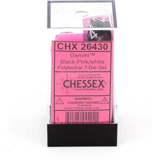 Gemini Black-pink/White Mini Polyhedral 7-die Set CHESSEX image 0