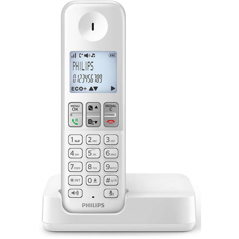 PHILIPS Ασύρματο Τηλέφωνο Philips D2501W-34 - Λευκό