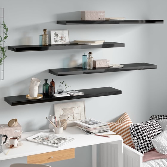 Ράφια Τοίχου VidaXL από Κυψελωτό MDF 120x23.5 cm 4 Τμχ - Μαύρο image 2