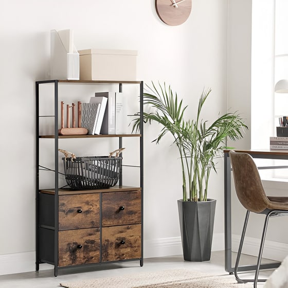 Ραφιέρα Vasagle MDF/Μεταλλική 63x30x120cm - Μαύρο/Καφέ image 3