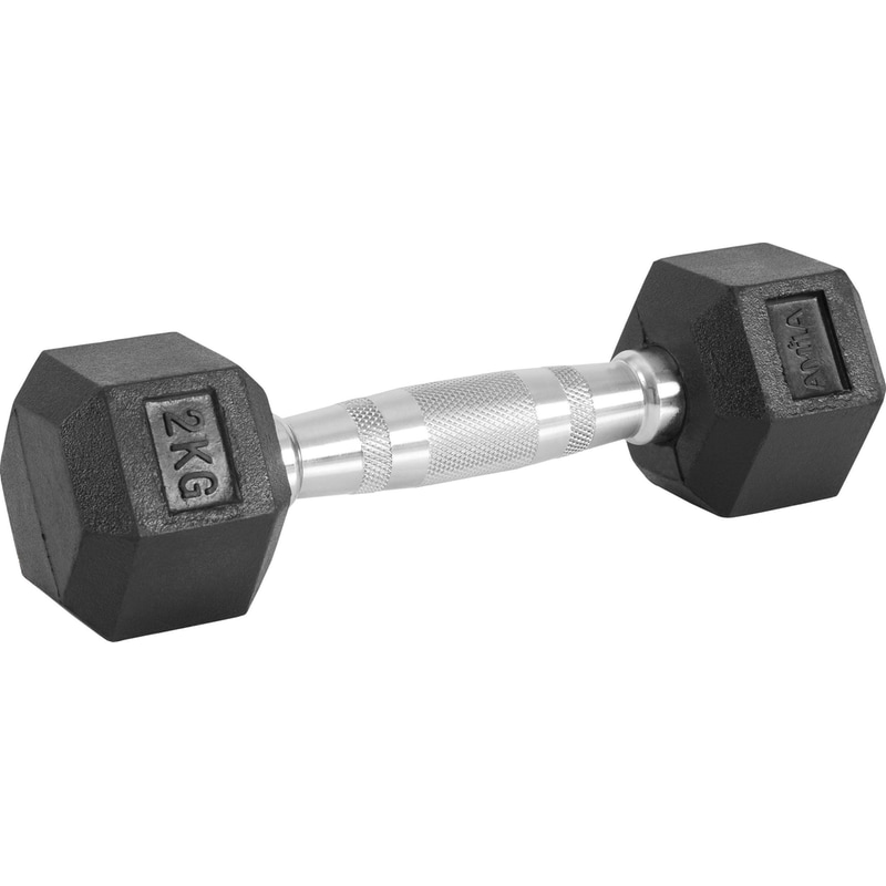 AMILA Βαράκι Εξάγωνο 2kg Amila Rubber Cover Class A 84535 από Χυτοσίδηρο - Μαύρο