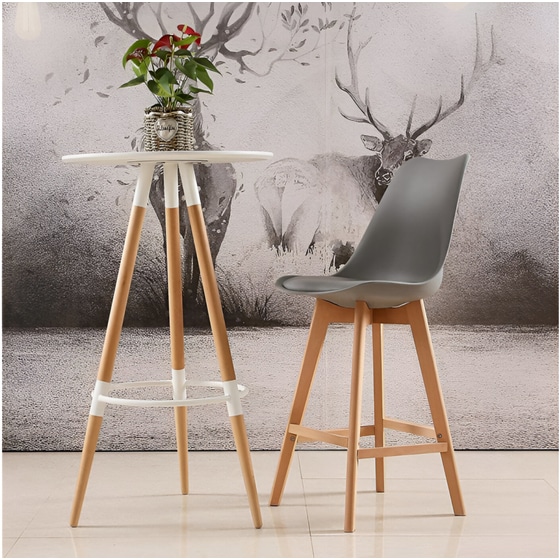Σκαμπό Μπαρ Polihome Fiona Ξύλινη 47.5x57x104.5cm 4Τμχ- Γκρι image 1