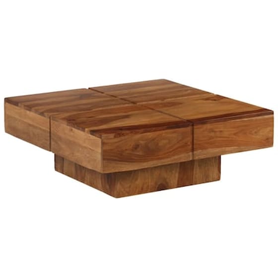 Τραπεζάκι Σαλονιού Vidaxl από Μασίφ Ξύλο Sheesham 80x80x30cm - Καφέ image 5
