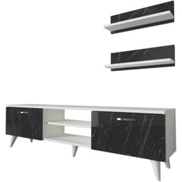 Έπιπλο Τηλεόρασης 24Mall Pianosa από Μοριοσανίδα 150x29.5x40.6 cm  - Λευκό/Μαύρο
