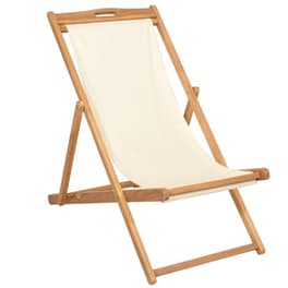 Σεζλόνγκ VidaXL Πτυσσόμενη από Ξύλο Teak/Ύφασμα 56x105x96 cm - Κρεμ