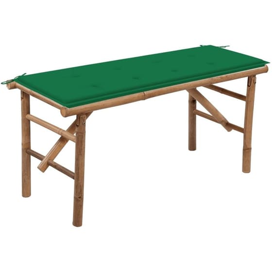 Παγκάκι Κήπου VidaXL με Μαξιλάρι από Μπαμπού 118x38x45 cm - Καφέ/Πράσινο image 0