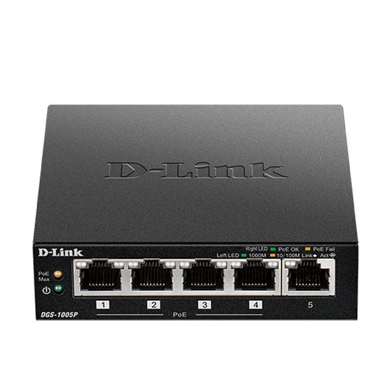 D-Link DGS-1005P Network Switch Unmanaged L2 Gigabit Ethernet (1000 Mbps) 5-Port PoE Support image 0