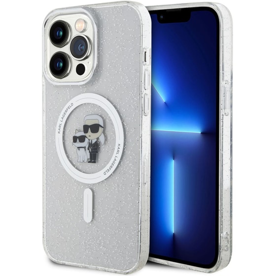 Θήκη Apple iPhone 14 Pro Max - Karl Lagerfeld MagSafe Ringstand Case IML Karl+Choupette - Glitter Clear image 3