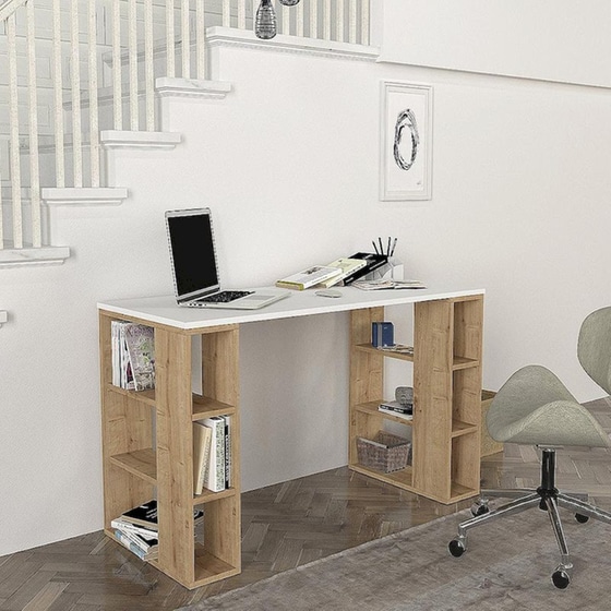 Γραφείο ArteLibre Wimsey από Μοριοσανίδα/Μελαμίνη 140x60x74cm - Λευκό/Sapphire image 3