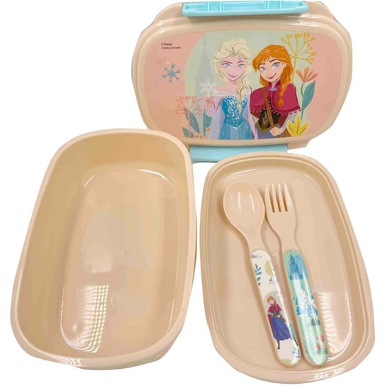 Σετ φαγητοδοχείο Gim Με Κουτάλι & Πιρούνι Frozen Ροζ image 2