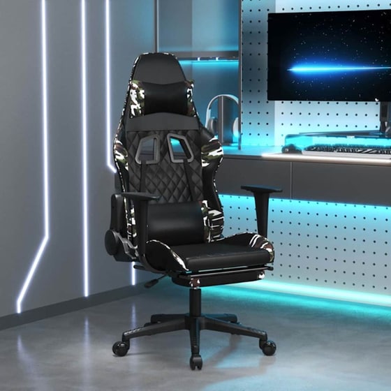 Καρέκλα Gaming VIDAXL 345532 με Υποπόδιο από Τεχνητό Δέρμα - Μαύρο image 7