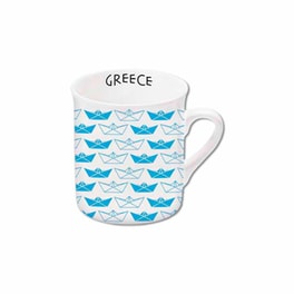 Κούπα Greek Islands Βάρκες Πορσελάνη 140 ml - Λευκό/Γαλάζιο