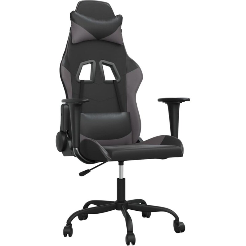 Καρέκλα Gaming VIDAXL 3143645 με Ρυθμιζόμενα Μπράτσα από Τεχνητό Δέρμα - Μαύρο