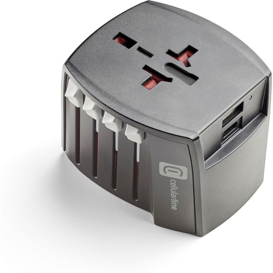 Φορτιστής Πρίζας Cellular Line Multi-plug Travel Adapter USB-C/USB-A - Μαύρο image 1