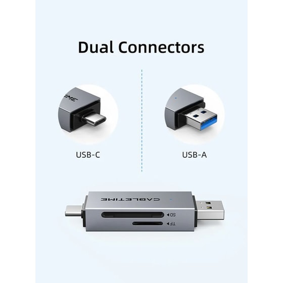 Cabletime Card Reader Ct-acsd3-ag, Sd/micro Sd, Usb/usb-c, 5gbps, Γκρι image 7