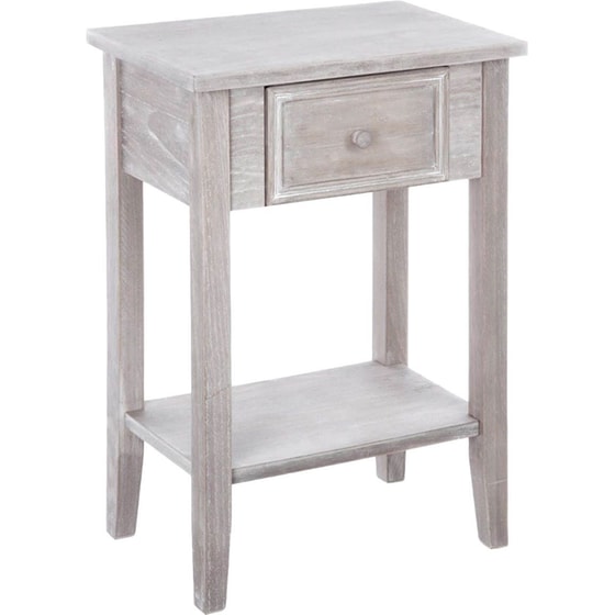 Κομοδίνο Spitishop με Συρτάρι και Ράφι 45x30x67 cm - Γκρι/Λευκό image 0