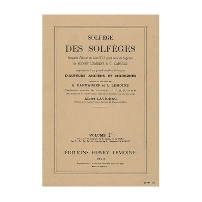 HENRY LEMOINE Solfege Des Solfeges, Vol.1c