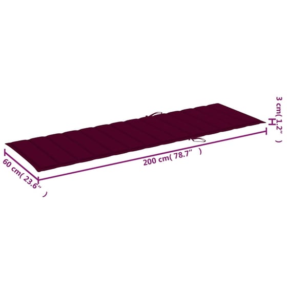 Ξαπλώστρα VidaXL από Μασίφ Ξύλο Ακακίας 200x118/123x30-85 cm - Μπορντώ/ Καφέ image 6