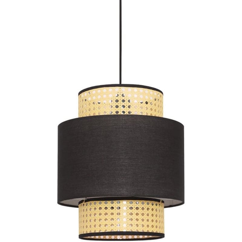 Φωτιστικό Οροφής Μονόφωτο Aca Nisyros από Μέταλλο/Ρατάν Φ30x34-150 cm - Μαύρο/Καφέ