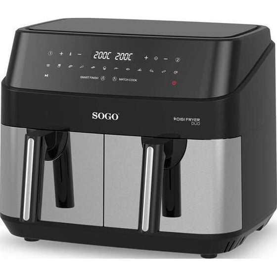 SOGO FRE-SS-10845 με Διπλό Αποσπώμενο Κάδο 1750 W 9 L Ασημί Φριτέζα Αέρος image 0
