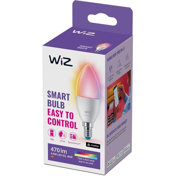 Έξυπνος Λαμπτήρας LED WiZ C37 E14 40W - Θερμό Λευκό image 1