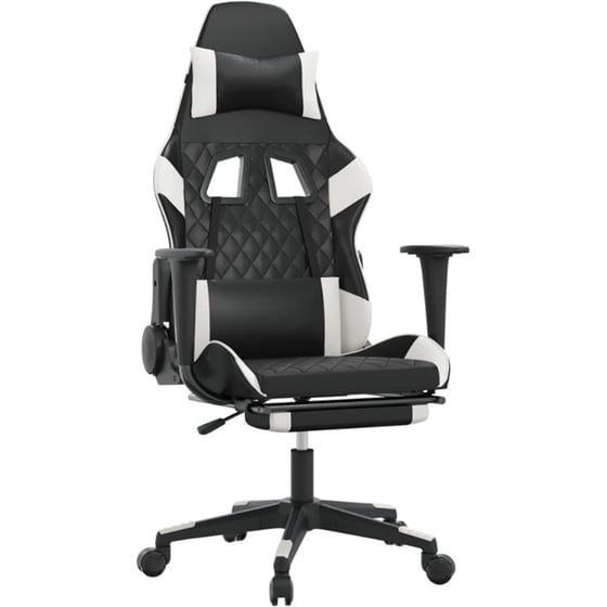 Καρέκλα Gaming VIDAXL 3143769 με Υποπόδιο από Τεχνητό Δέρμα - Μαύρο image 0