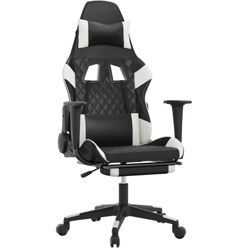 Καρέκλα Gaming VIDAXL 3143769 με Υποπόδιο από Τεχνητό Δέρμα - Μαύρο