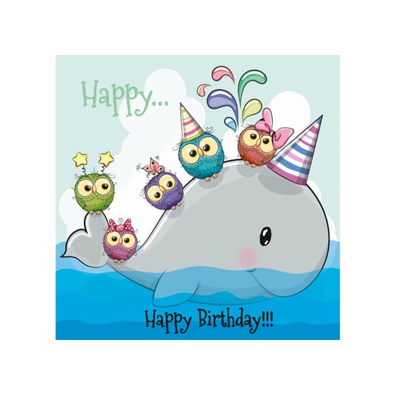 Ευχετήρια Κάρτα 12 Εποχές Happy Birthday Φάλαινα Happy Cards image 0