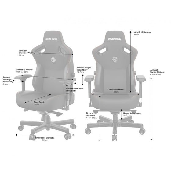 Καρέκλα Gaming Anda Seat Kaiser iii Υφασμάτινη XL - Ash Gray image 7