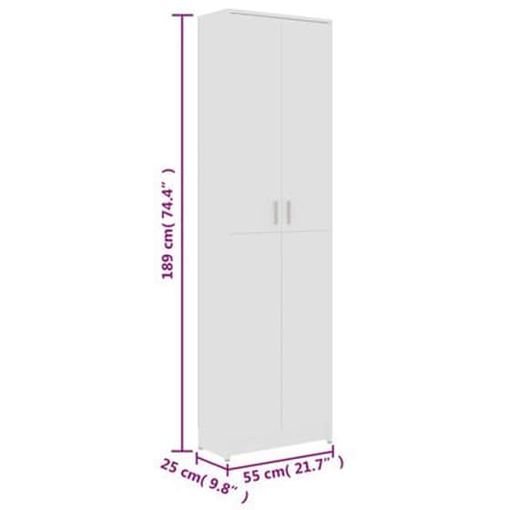 Ντουλάπα Διαδρόμου Vidaxl από Μοριοσανίδα  55x25x189cm - Λευκό image 3