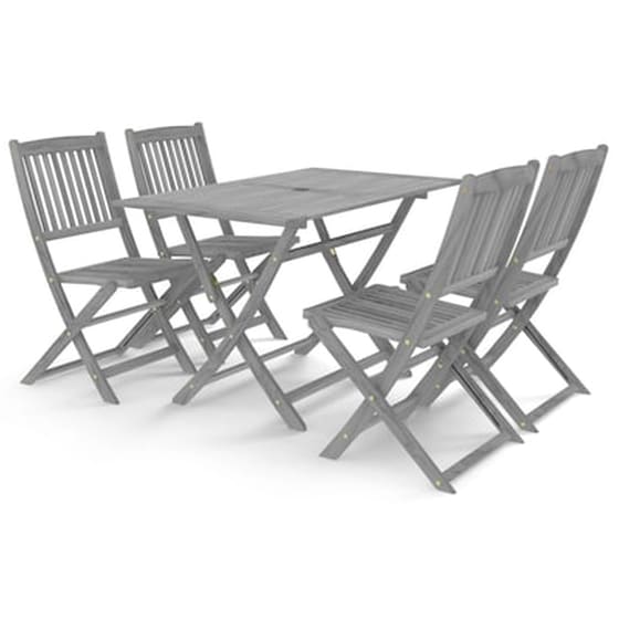 Vidaxl Σετ Τραπεζαρίας Κήπου 5 Τεμαχίων Γκρι Από Μασίφ Ξύλο Ακακίας image 1