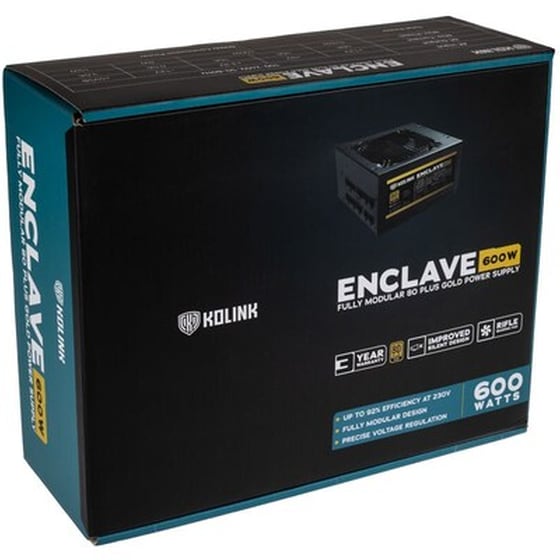 Kolink Enclave 80 Plus Gold Psu Modular 600 Watt Pc Power Supply - With Cable image 1
