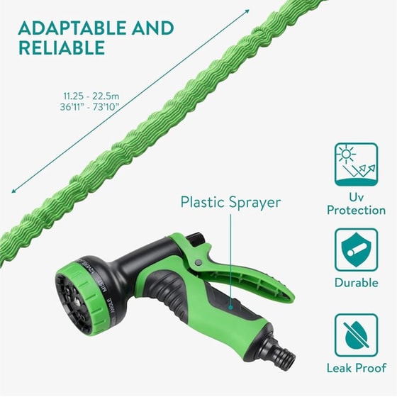 Λάστιχο Ποτίσματος Navaris Flexible Garden Hose Επεκτεινόμενο 11.25-22.5m - Πράσινο image 4