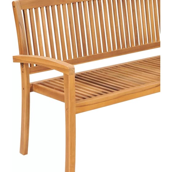 Παγκάκι Κήπου VidaXL με Μαξιλάρι από Μασίφ Ξύλο Teak 159x57.5x90 cm - Καφέ/Κόκκινο image 3