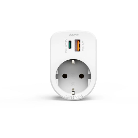 Πολύμπριζο Hama Power Strip 3 θέσεων με θύρες USB-A/USB-C - White image 1