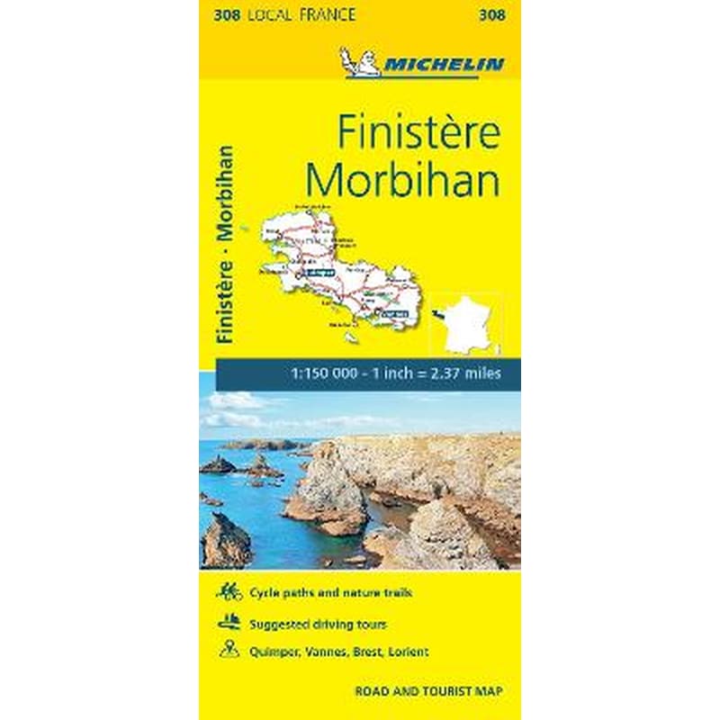 Finistere, Morbihan France Local Map 308