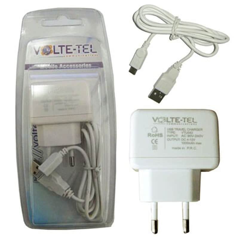 Σετ Φόρτισης Volte-tel Vtu042 Usb with cable Vcd01 Micro Usb 1A - White