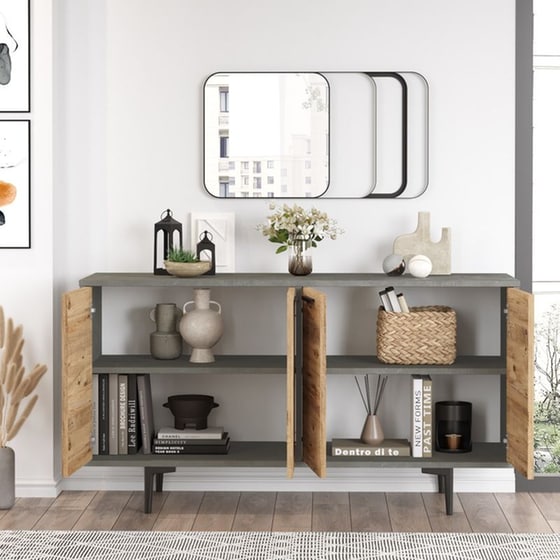 Μπουφές 24Mall Milano από Μοριοσανίδαι 150x46.8x74.6 cm - Γκρι image 2