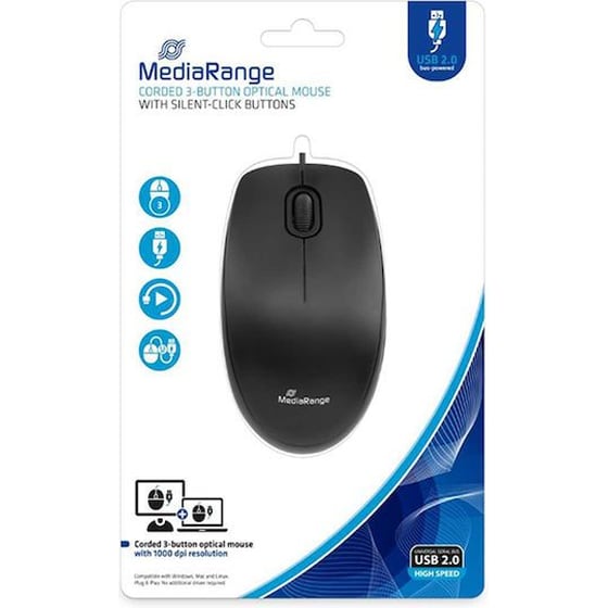 MediaRange MROS212 Ενσύρματο Ποντίκι - Μαύρο image 3