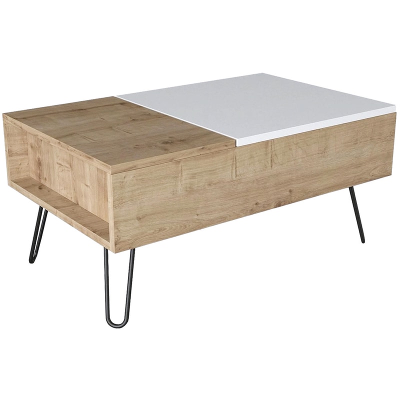 Τραπεζάκι Σαλονιού Limnos από Μοριοσανίδα 80x50x39cm - Καφέ/Λευκό