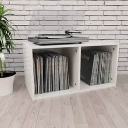 Vidaxl Έπιπλο Δίσκων Βινυλίου Γυαλιστ. Λευκό 71x34x36 Εκ. Μοριοσανίδα