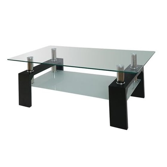 Τραπεζάκι Σαλονιού Woodwell από Γυαλί 110x60x45cm - Διάφανο/Μαύρο image 0