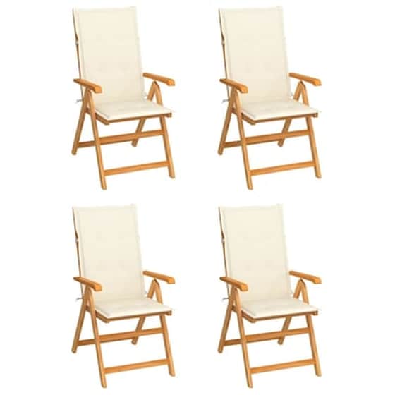 Vidaxl Καρέκλες Κήπου 4 Τεμ. Από Μασίφ Ξύλο Teak Με Κρεμ Μαξιλάρια image 0