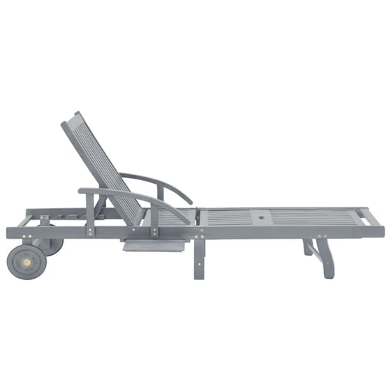 Ξαπλώστρα VidaXL από Μασίφ Ξύλο Ακακίας 200x68x30-86 cm - Γκρι/Ανθρακί image 4