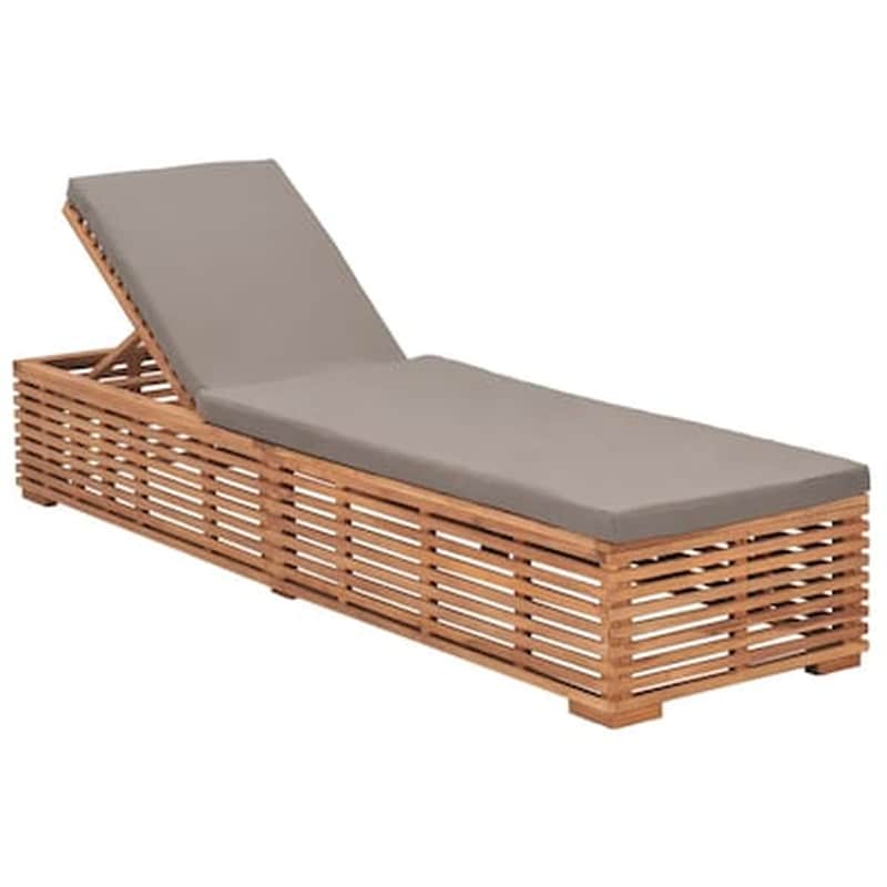 Ξαπλώστρα/Κρεβάτι VidaXL με Μαξιλάρι από Μασίφ Ξύλο Teak 200x60x35 cm - Γκρι