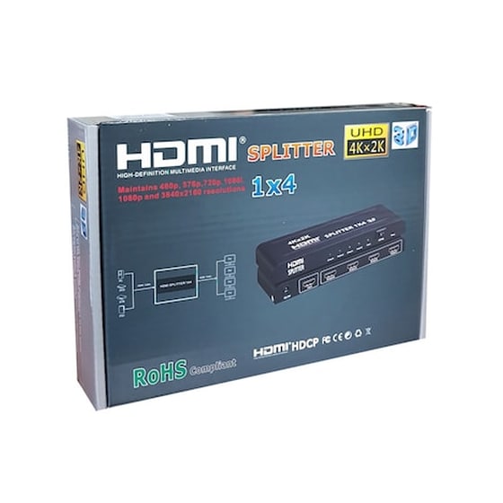 Powertech Premiun Quality Hdmi 1.4 Splitter, 4x Output, Eu Power Adapter image 2