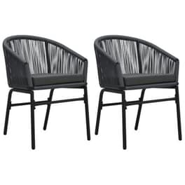 Καρέκλες Κήπου Vidaxl από Ρατάν Pvc 2 Τεμ. 58 x 58 x 78cm - Ανθρακί